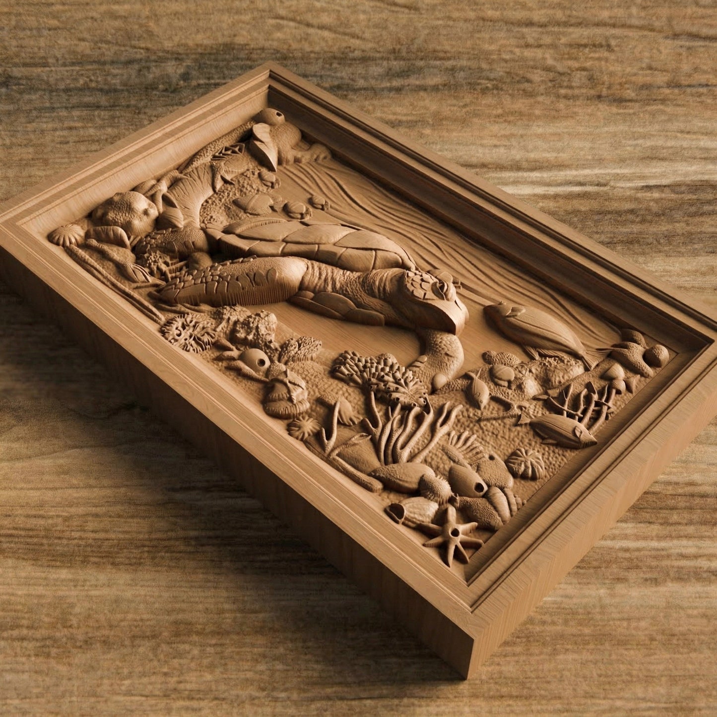 Sea Turtle Handmade Wooden Carving. Home Gift Wall Art Nature Decor.