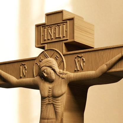 Wooden Carved Handmade Christian Cross No4. Byzantine Greek Orthodox Home Art Decor.