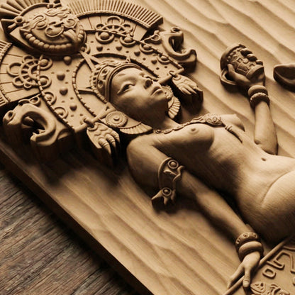 Aztec Woman Handmade Wooden Carving. Other Home Gift Wall Art Decor.