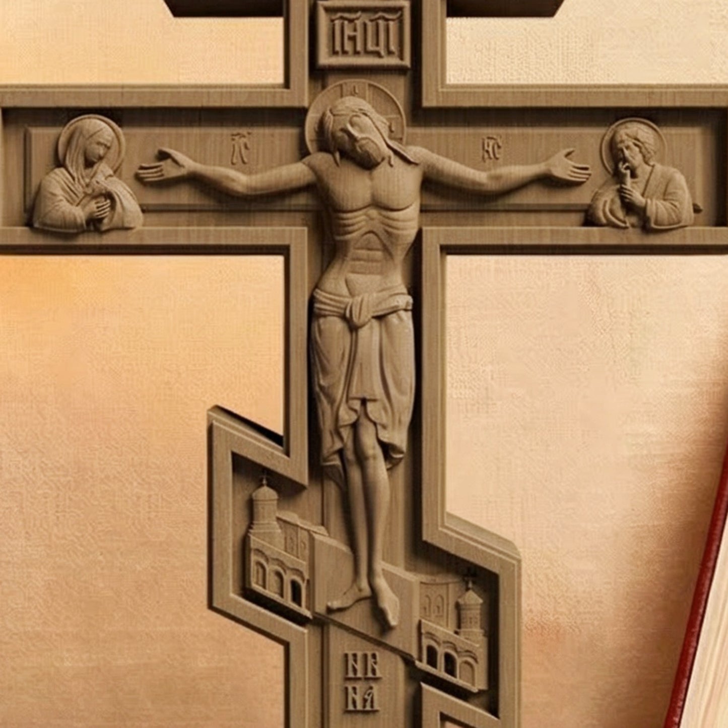 Wooden Carved Handmade Christian Cross No1. Byzantine Greek Orthodox Home Art Decor.