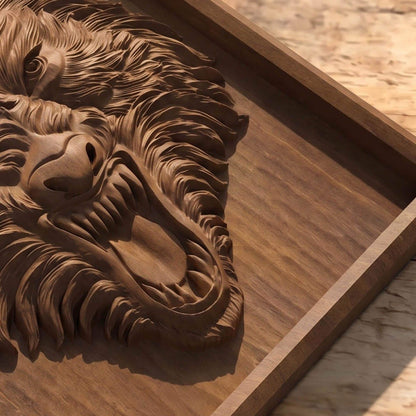 Wolf Beast Bas Relief | Wooden Wolf Carving | Sculptural Gift Idea