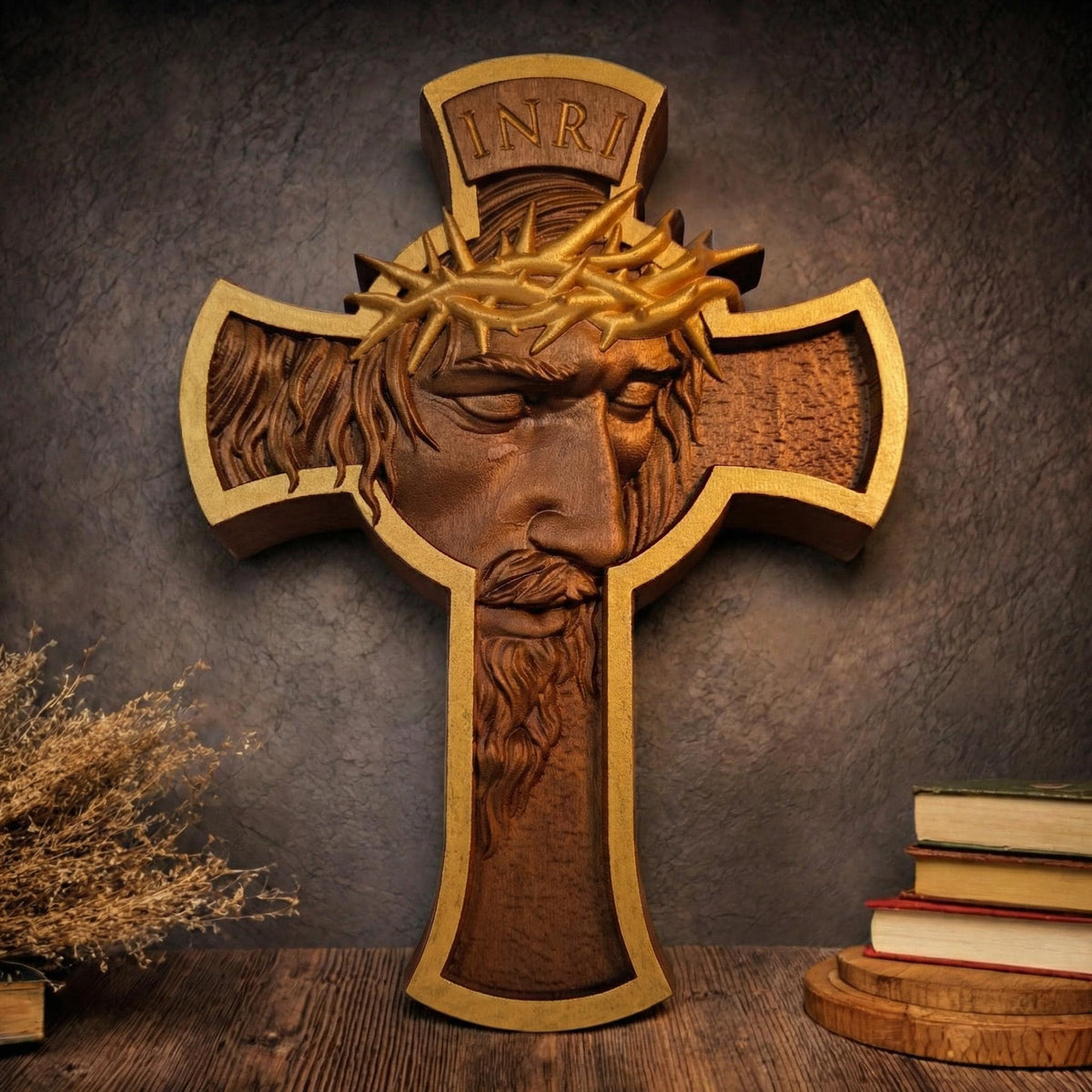 Hand Carved Cross No 8 | Wood Byzantine Greek Christian Wall Art