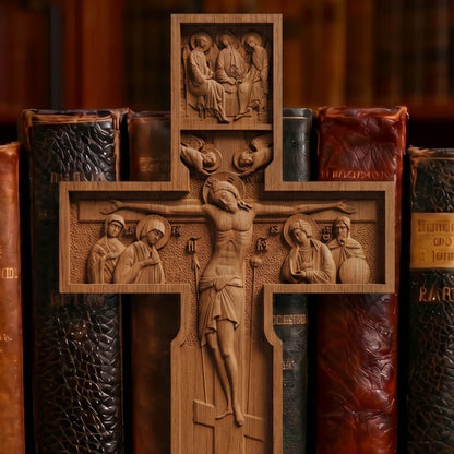 Hand Carved Cross No 10 | Wood Byzantine Greek Christian Wall Art