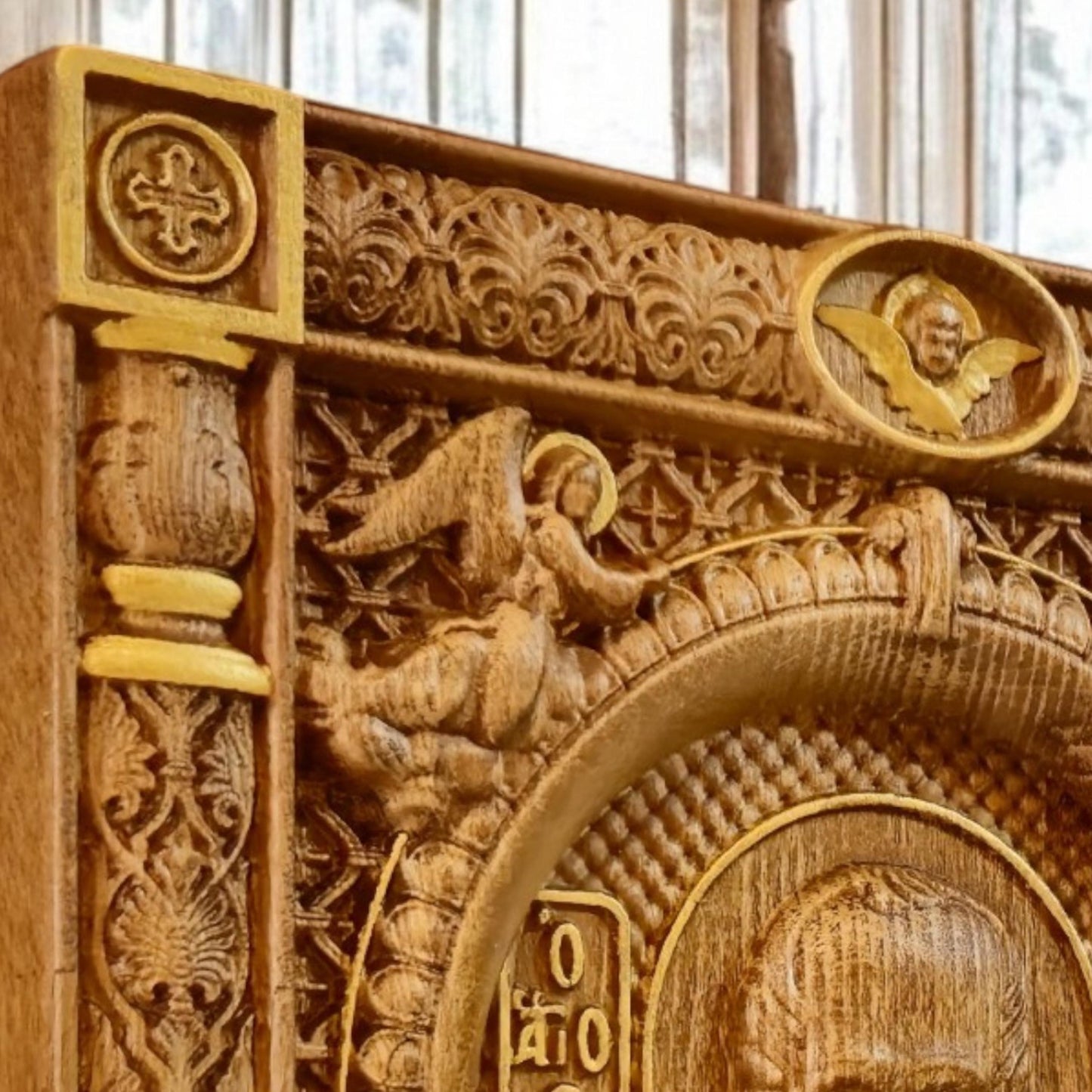 Saint Nicholas Wooden Carved Handcrafted Christian Religious Icon. Byzantine Home Wall Art Decor Gift. Orthodox Greek Woodcarving Sculpture.