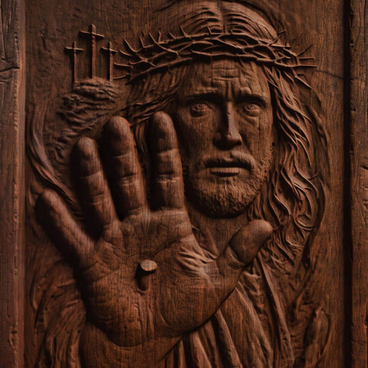 Jesus Christ Wound Wooden Carved Handmade Christian Icon  Byzantine Greek Orthodox Home Art Decor Cretan Holy Carvings
