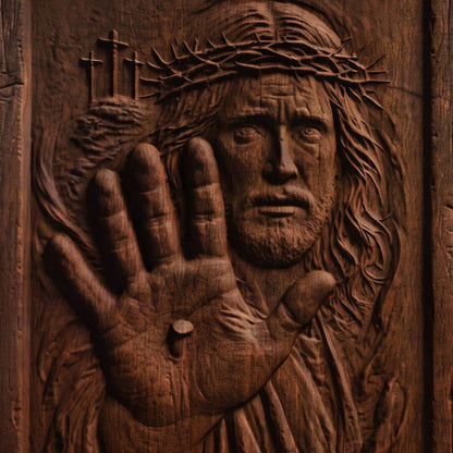 Jesus Christ Wound Wooden Carved Handmade Christian Icon  Byzantine Greek Orthodox Home Art Decor Cretan Holy Carvings