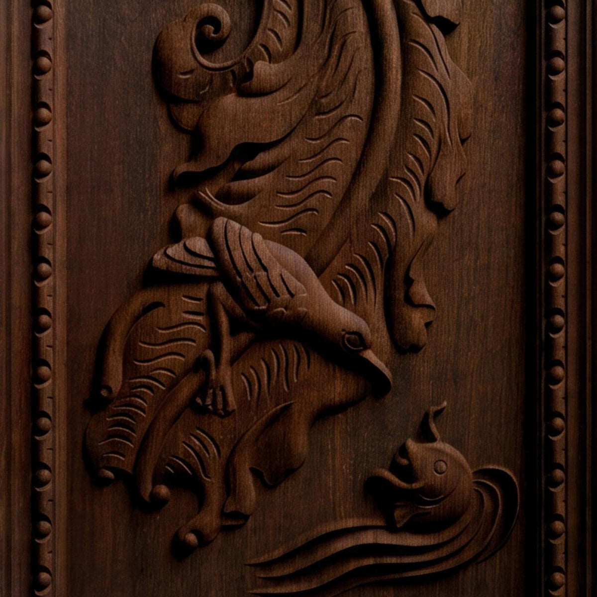 Bird and Fish Wooden Bas Relief | Wood Panel Art | Sculptural Gift Idea