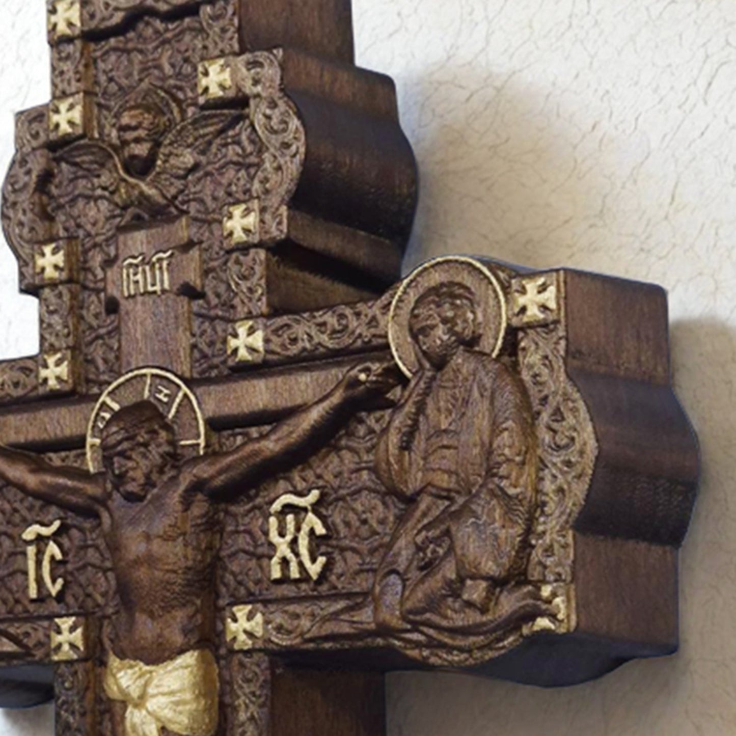 Wooden Carved Handmade Christian Cross No5. Byzantine Greek Orthodox Home Art Decor.