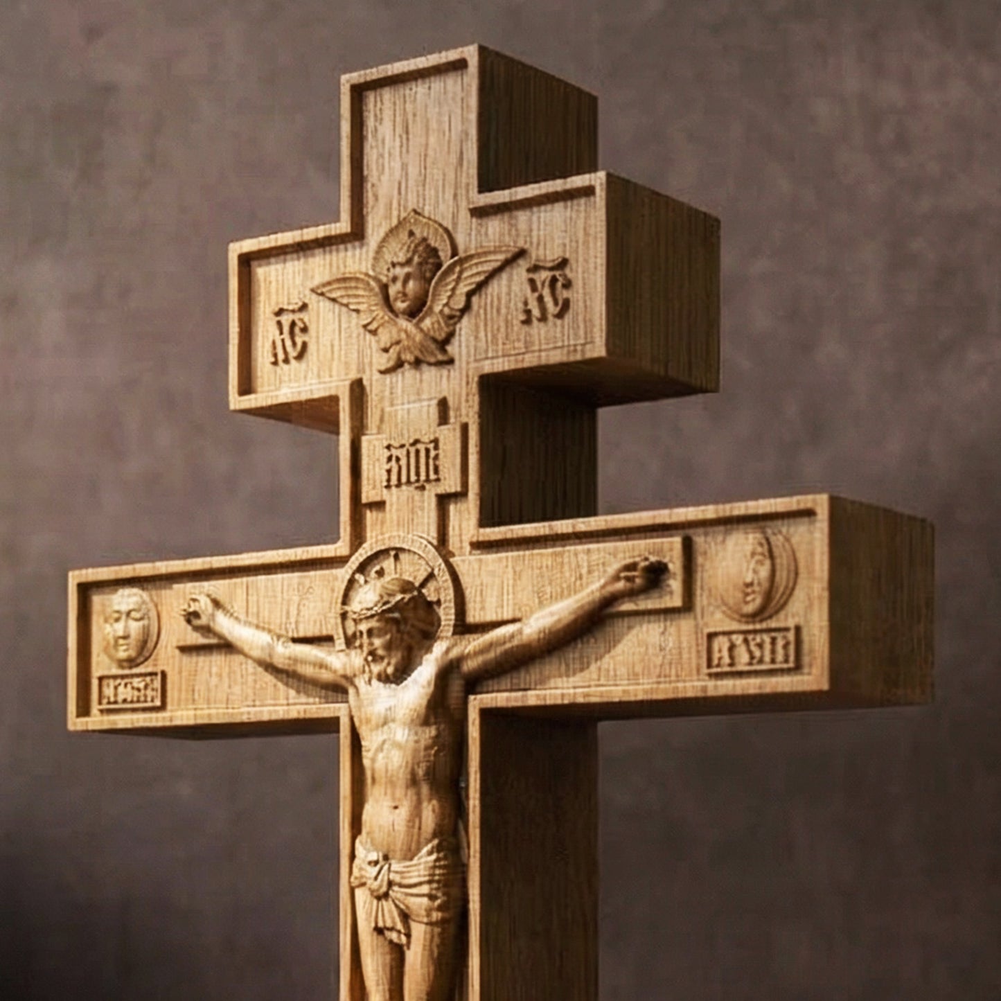 Wooden Carved Handmade Christian Cross No6. Byzantine Greek Orthodox Home Art Decor.
