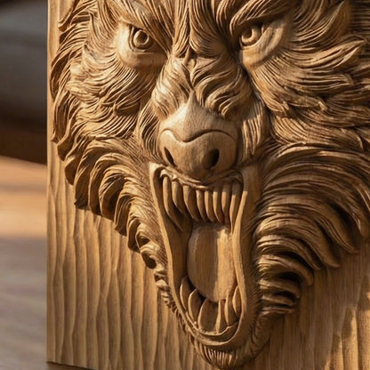Wolf Beast Head Handmade Wooden Carving. Home Gift Wall Art Nature Decor.