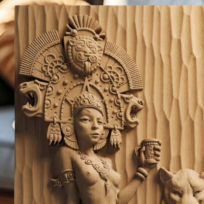 Aztec Woman Handmade Wooden Carving. Other Home Gift Wall Art Decor.