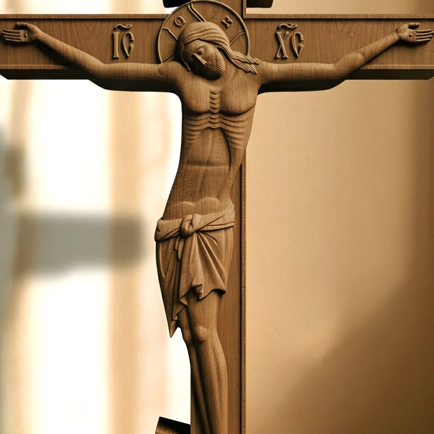 Wooden Carved Handmade Christian Cross No4. Byzantine Greek Orthodox Home Art Decor.