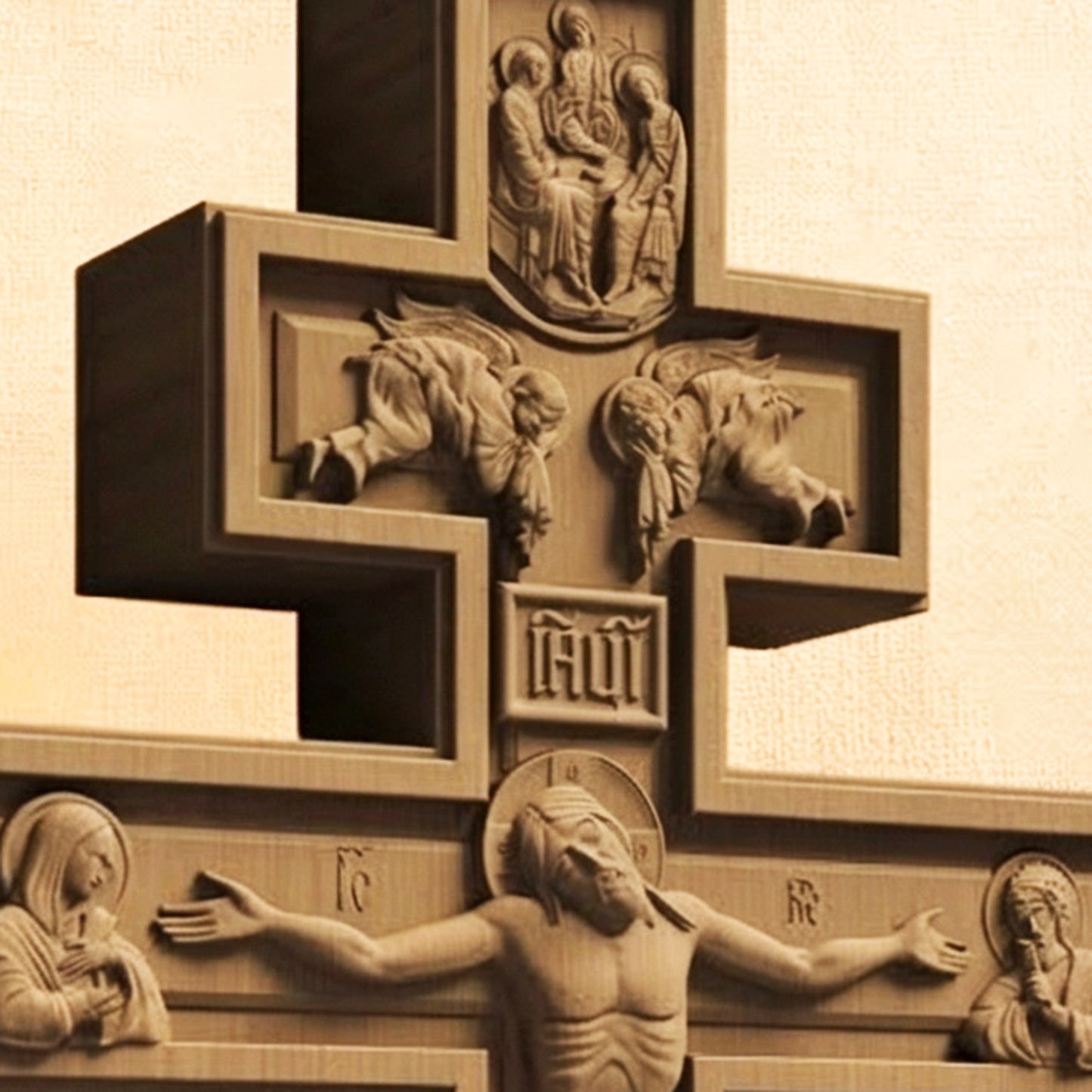 Wooden Carved Handmade Christian Cross No1. Byzantine Greek Orthodox Home Art Decor.