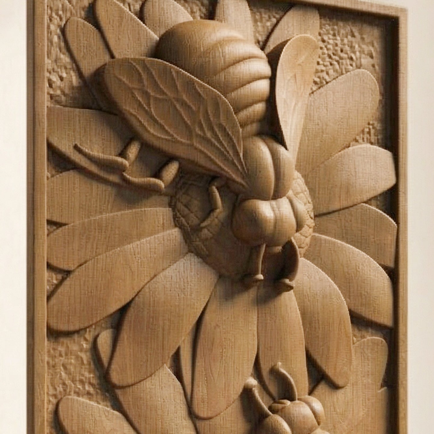 Bees Panel Handmade Wooden Carving. Home Gift Wall Art Nature Decor.