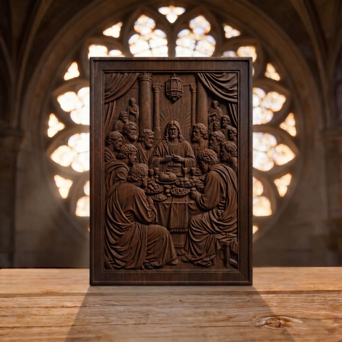 The Last Supper 2 Plain Frame Wooden Carved Handmade Christian Icon  Byzantine Greek Orthodox Home Decor Cretan Holy Carvings