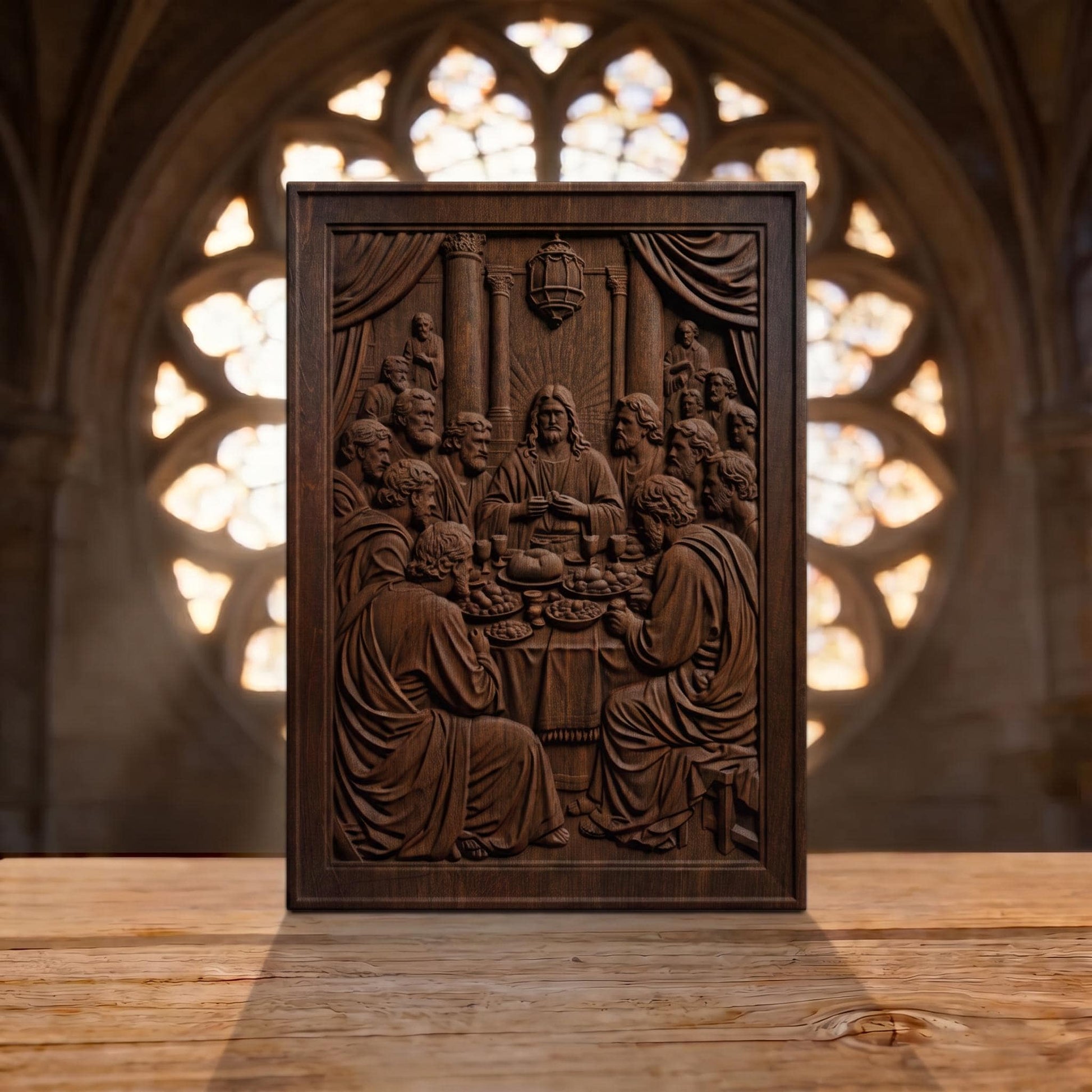 The Last Supper 2 Plain Frame Wooden Carved Handmade Christian Icon  Byzantine Greek Orthodox Home Decor Cretan Holy Carvings