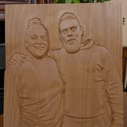 Custom Wooden Carving from Photo. Personalized Handcrafted Portrait from Picture.