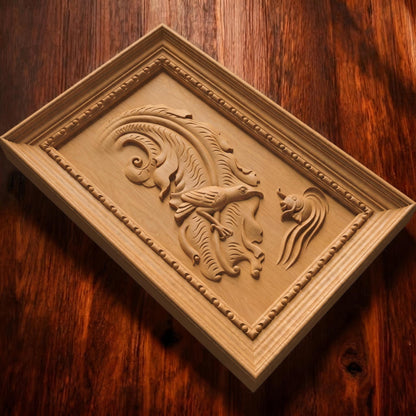 Bird and Fish Wooden Bas Relief | Wood Panel Art | Sculptural Gift Idea