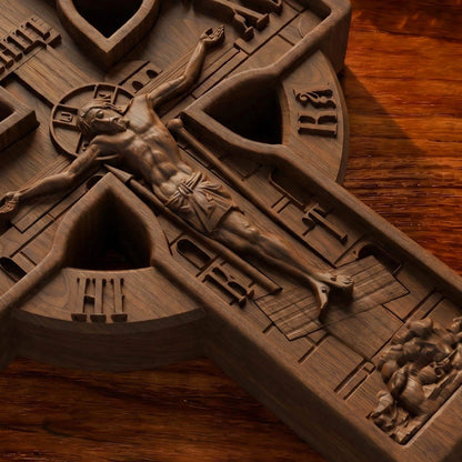 Hand Carved Cross No 16 | Wood Byzantine Greek Christian Wall Art