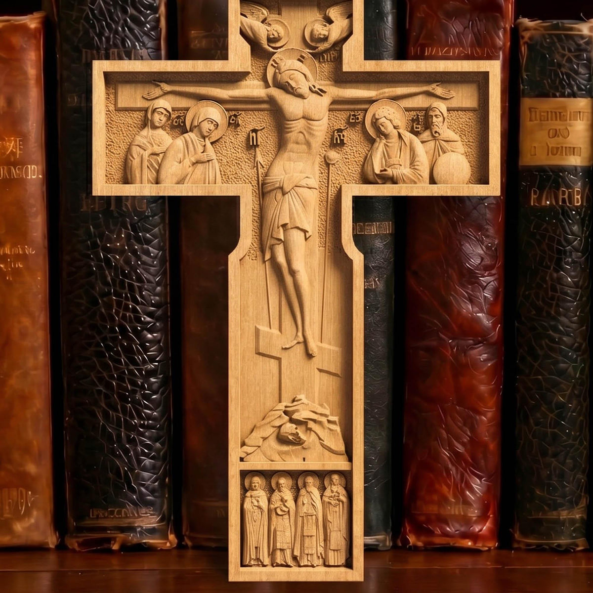 Hand Carved Cross No 10 | Wood Byzantine Greek Christian Wall Art