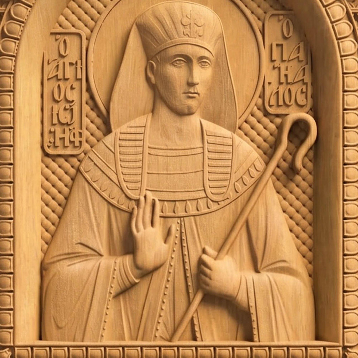 Patriarch Joseph Wooden Carved Handmade Christian Icon | Byzantine Greek Orthodox Home Art Decor