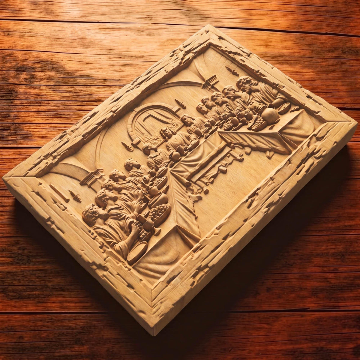 The Last Supper Rustic Frame Wooden Carved Handmade Christian Icon  Byzantine Greek Orthodox Home Decor Cretan Holy Carvings