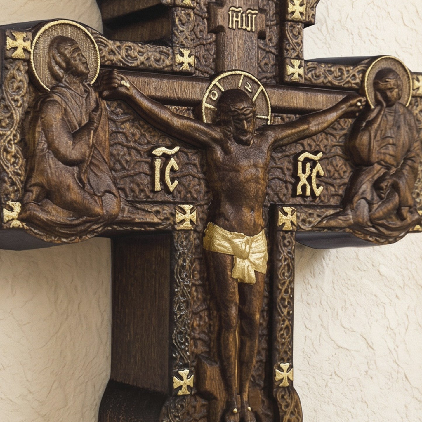 Wooden Carved Handmade Christian Cross No5. Byzantine Greek Orthodox Home Art Decor.