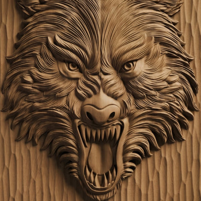 Wolf Beast Head Handmade Wooden Carving. Home Gift Wall Art Nature Decor.