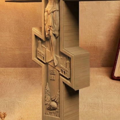 Wooden Carved Handmade Christian Cross No1. Byzantine Greek Orthodox Home Art Decor.