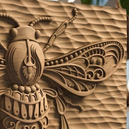 Bee Tribal Handmade Wooden Carving. Other Home Gift Wall Art Decor.