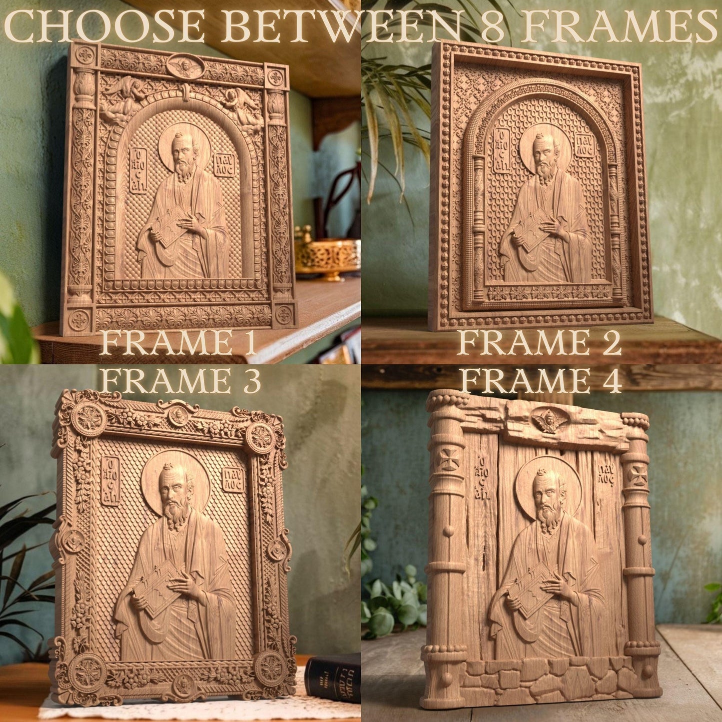 Saint Paul the Apostle Wooden Carved Handcrafted Christian Religious Icon. Byzantine Home Wall Art Decor Gift. Orthodox Greek Woodcarving Sculpture.