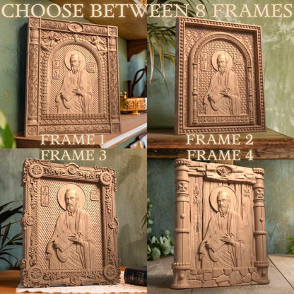 Saint Paul the Apostle Wooden Carved Handcrafted Christian Religious Icon. Byzantine Home Wall Art Decor Gift. Orthodox Greek Woodcarving Sculpture.