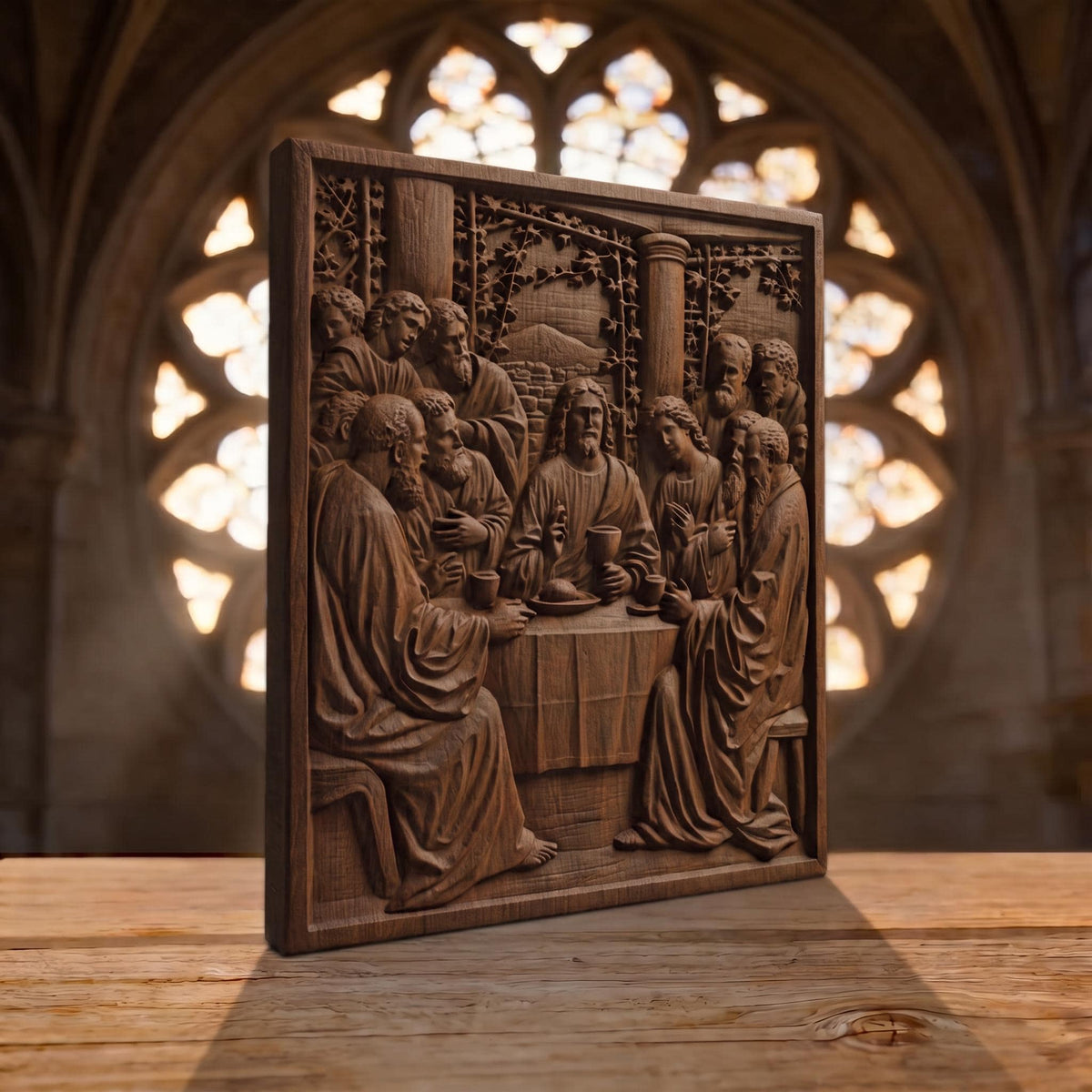 The Last Supper 3 Simple Frame Wooden Carved Handmade Christian Icon  Byzantine Greek Orthodox Home Decor Cretan Holy Carvings