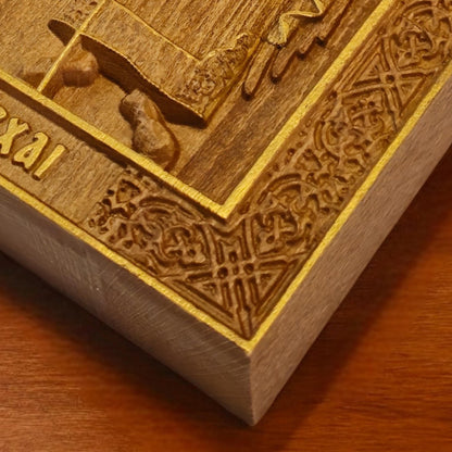 Archangels Michael and Gabriel Wooden Carved Handcrafted Christian Religious Icon. Byzantine Home Wall Art Decor Gift. Orthodox Greek Woodcarving Sculpture.