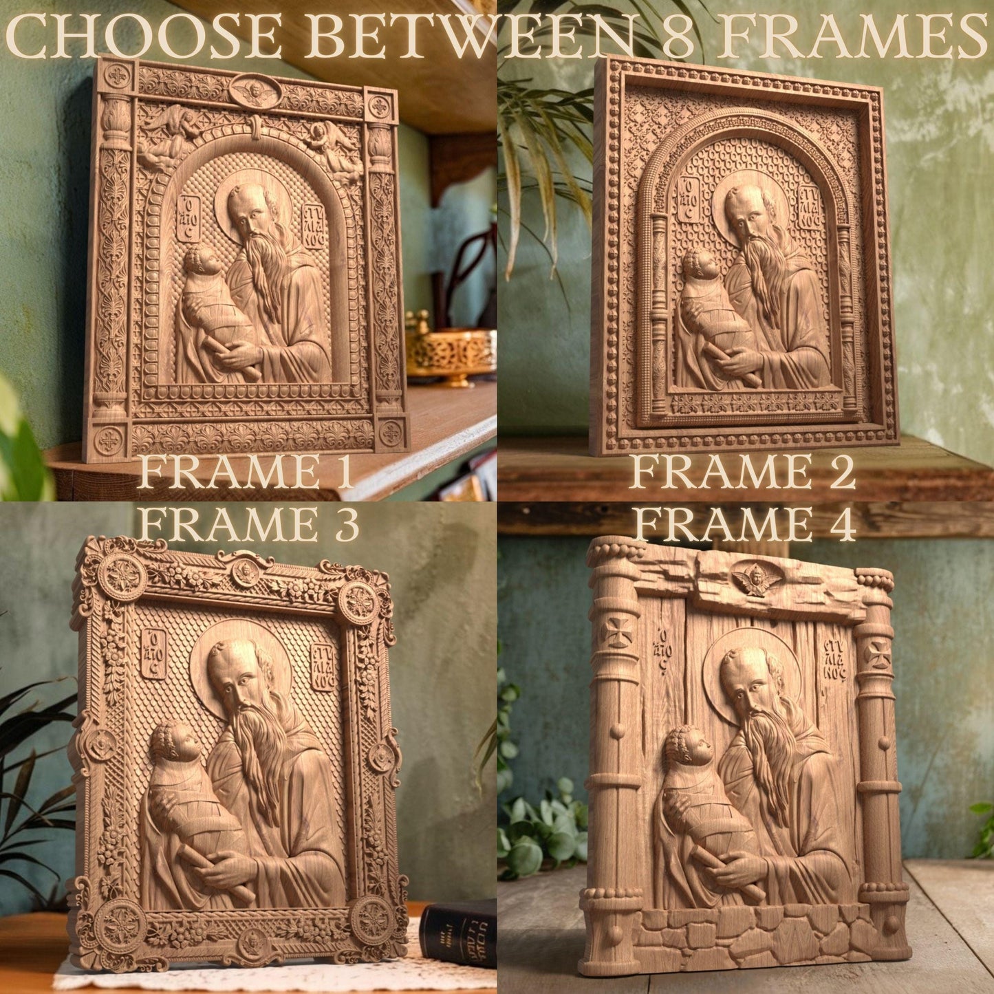 Saint Stylianos Wooden Carved Handcrafted Christian Religious Icon. Byzantine Home Wall Art Decor Gift. Orthodox Greek Woodcarving Sculpture.