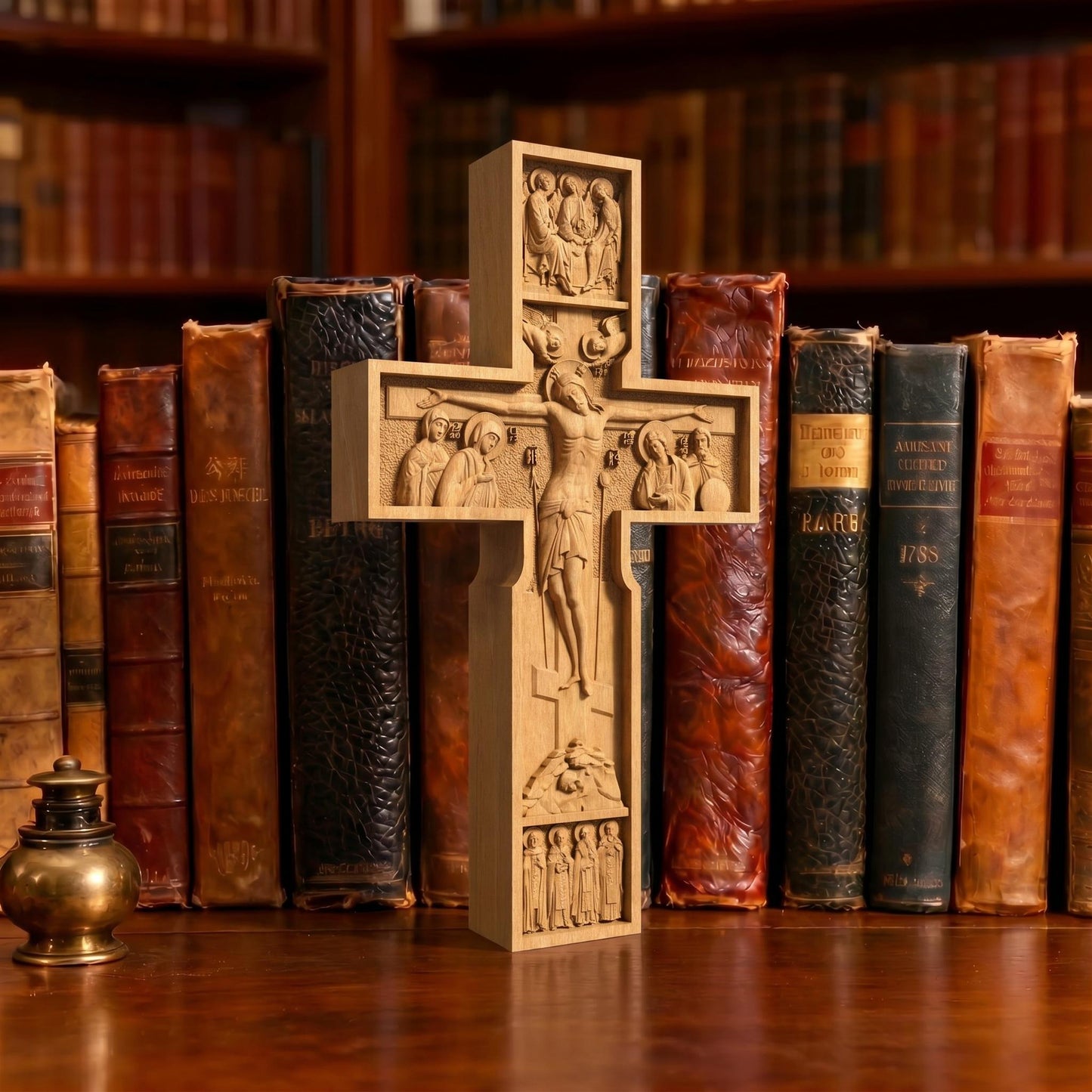 Hand Carved Cross No 10 | Wood Byzantine Greek Christian Wall Art