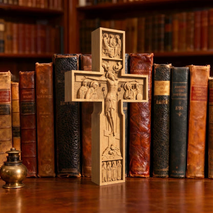 Hand Carved Cross No 10 | Wood Byzantine Greek Christian Wall Art