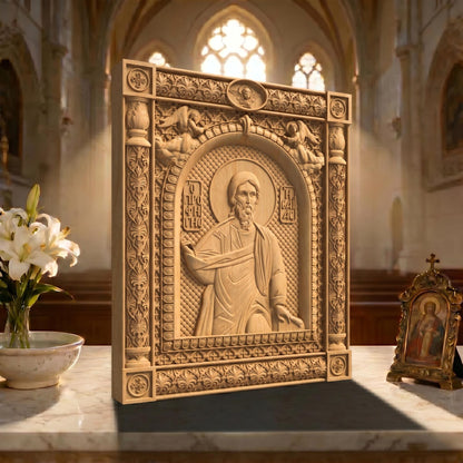 Prophet Isaiah Wooden Carved Handmade Christian Icon | Byzantine Greek Orthodox Home Art Decor