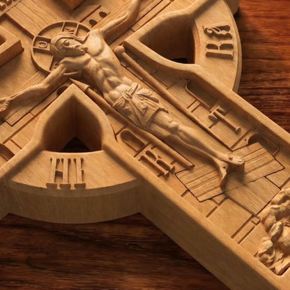 Hand Carved Cross No 16 | Wood Byzantine Greek Christian Wall Art