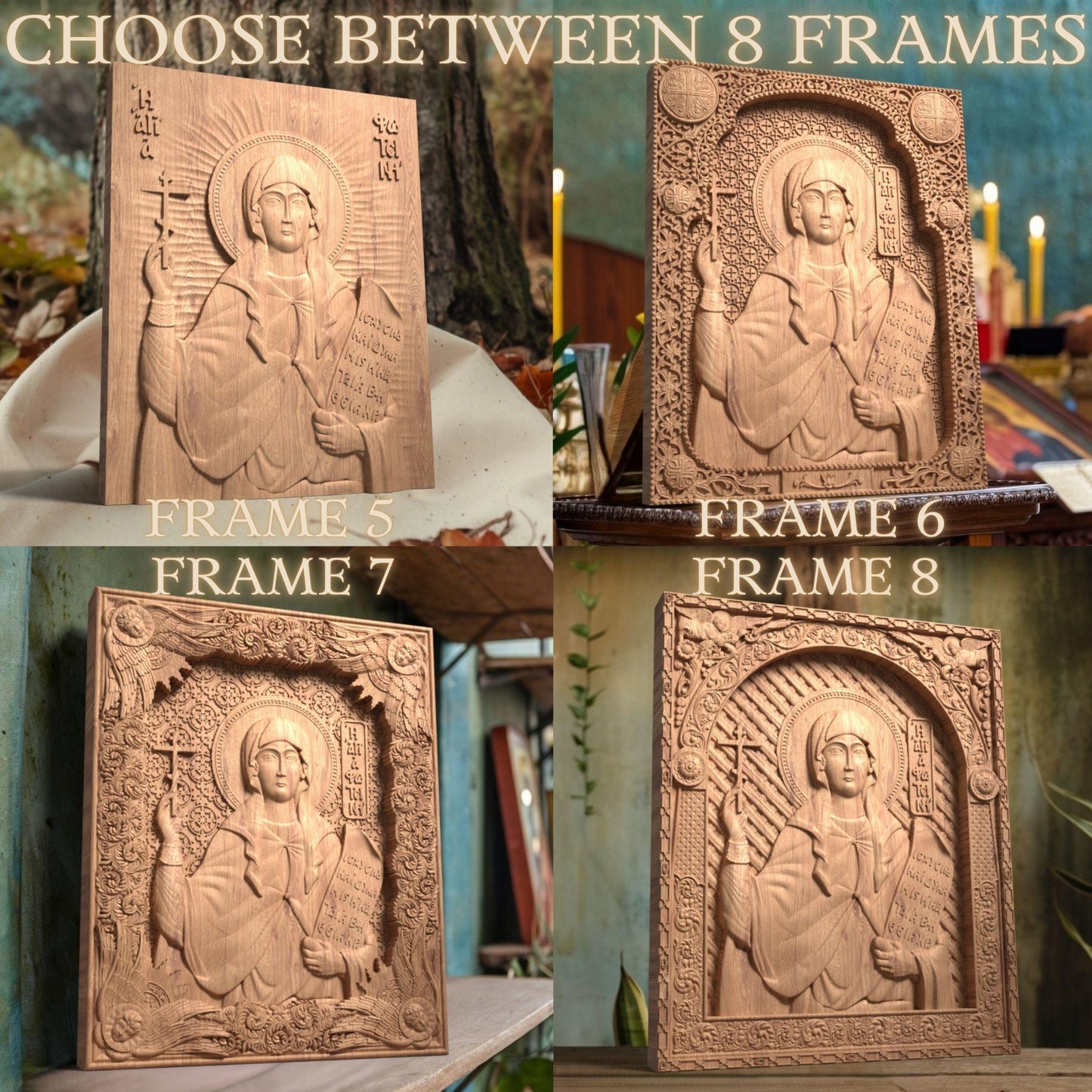 Saint Fotini Wooden Carved Handcrafted Christian Religious Icon. Byzantine Home Wall Art Decor Gift. Orthodox Greek Woodcarving Sculpture.