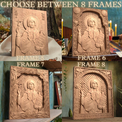 Saint Fotini Wooden Carved Handcrafted Christian Religious Icon. Byzantine Home Wall Art Decor Gift. Orthodox Greek Woodcarving Sculpture.