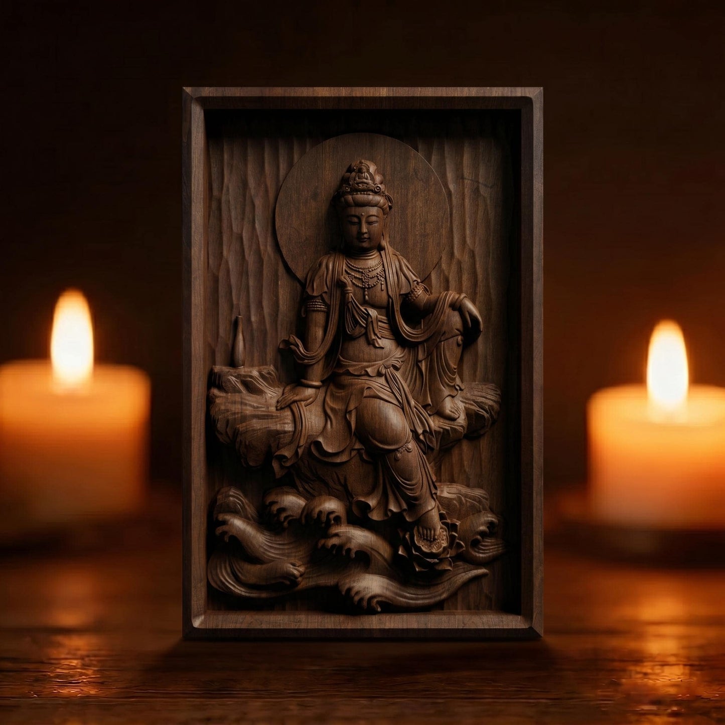 Asian Entity No 16 Wooden Bas Relief | Wood Panel Art | Sculptural Gift Idea