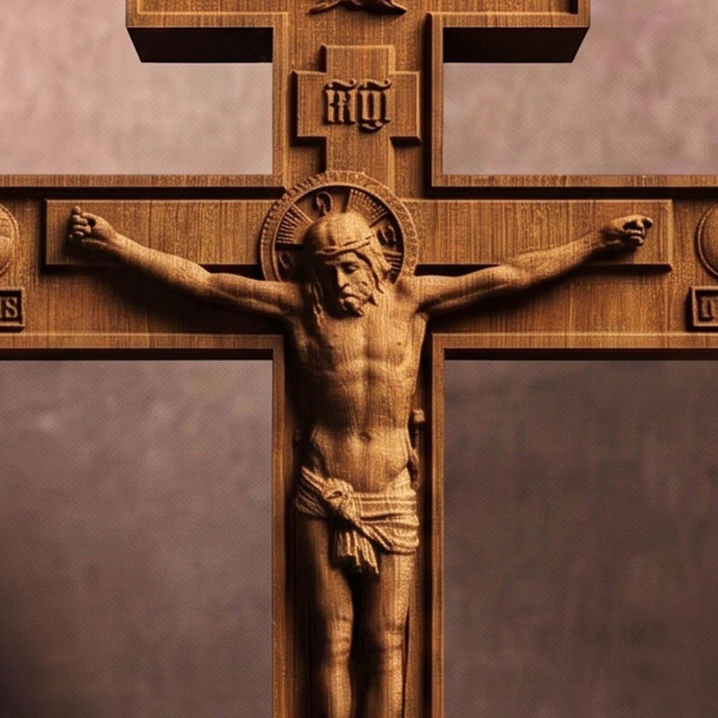 Hand Carved Cross No 6 | Wood Byzantine Greek Christian Wall Art Cretan Holy Carvings