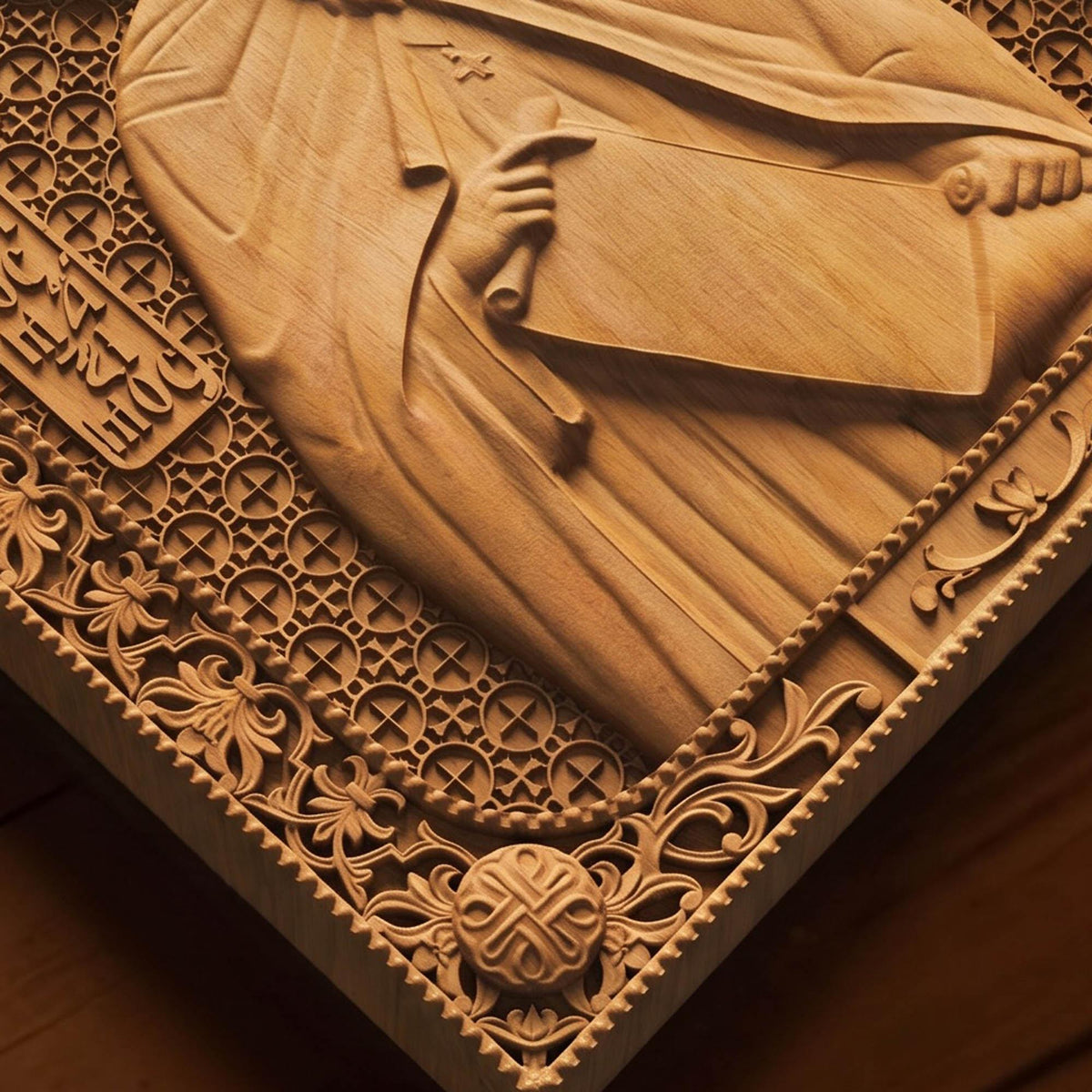 Saint Gregory the Confessor Wooden Carved Handmade Christian Icon | Byzantine Greek Orthodox Home Art Decor