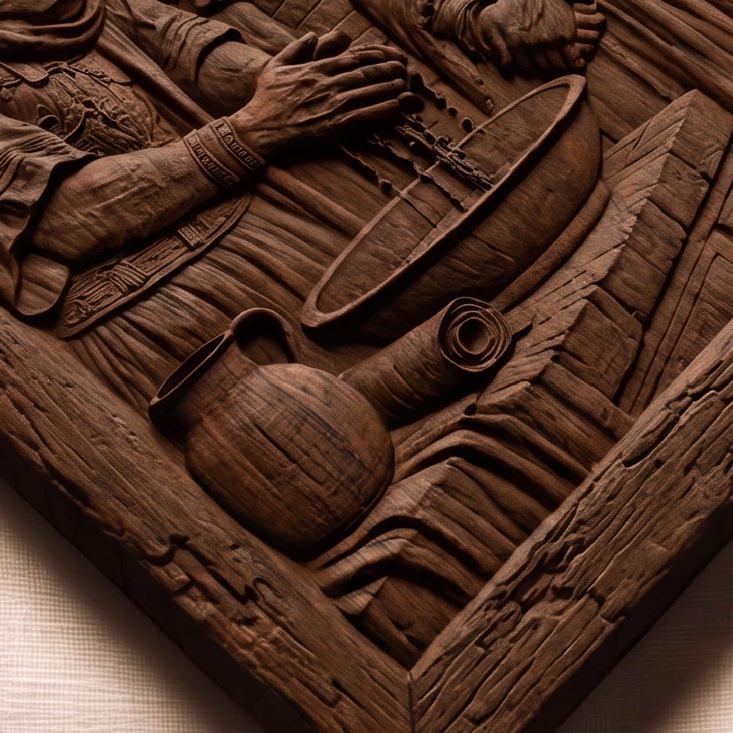 Pilate Washes his Hands of the Blood of Jesus Christ Wooden Carved Handmade Christian Icon  Byzantine Greek Orthodox Home Decor Cretan Holy Carvings