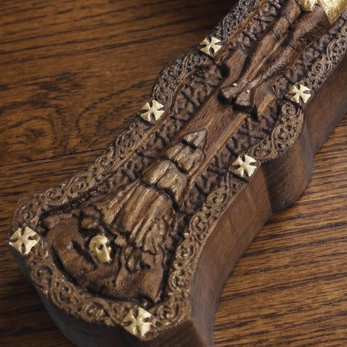 Hand Carved Cross No 5 | Wood Byzantine Greek Christian Wall Art