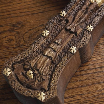 Hand Carved Cross No 5 | Wood Byzantine Greek Christian Wall Art