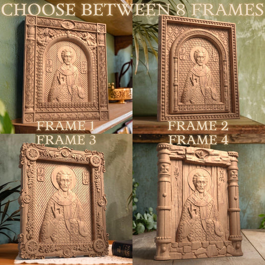 Saint Lazarus Wooden Carved Handcrafted Christian Religious Icon. Byzantine Home Wall Art Decor Gift. Orthodox Greek Woodcarving Sculpture.