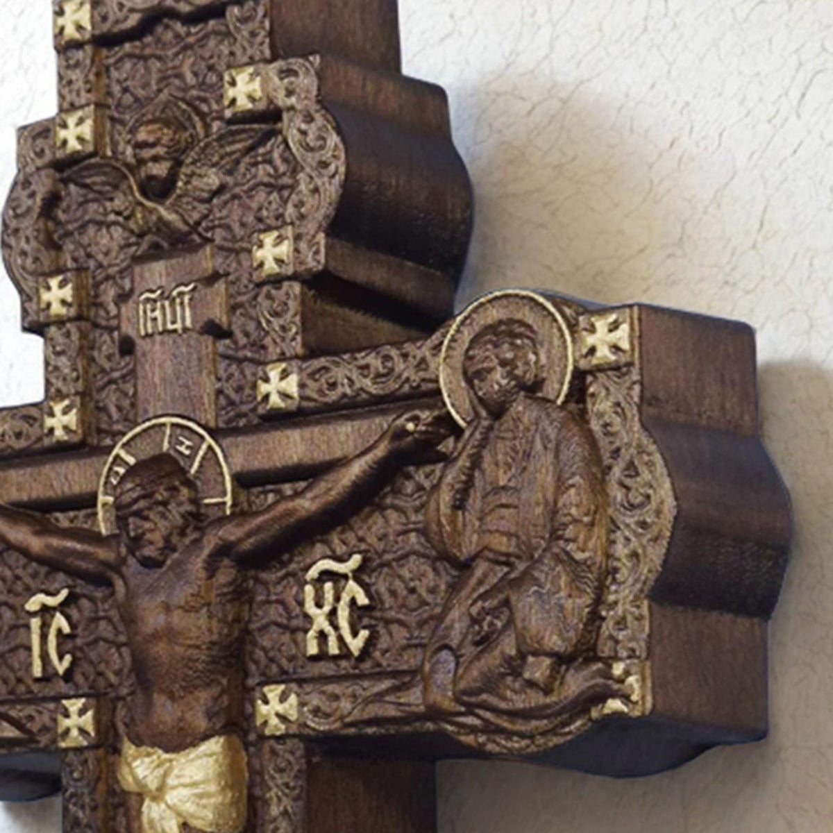 Hand Carved Cross No 5 | Wood Byzantine Greek Christian Wall Art