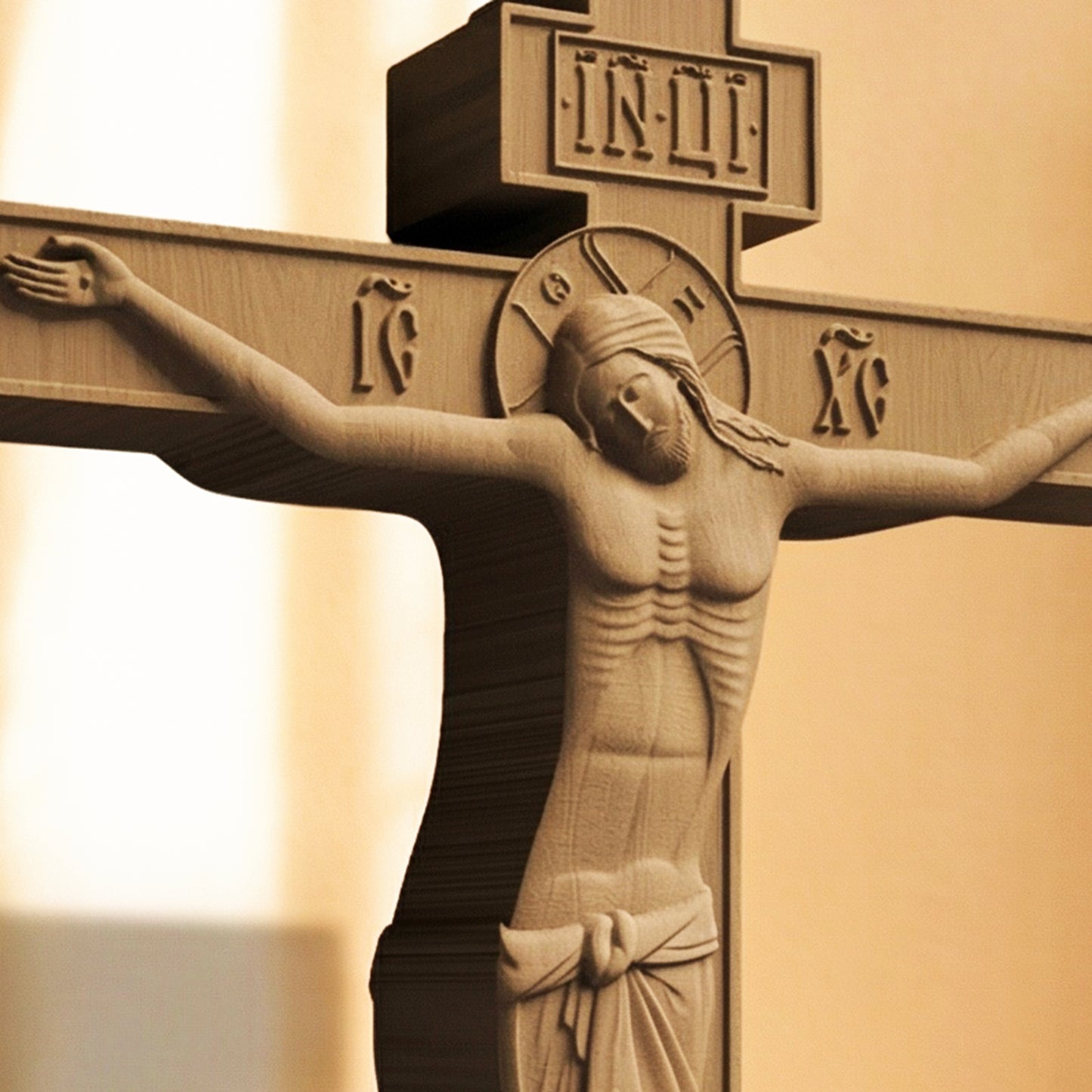 Wooden Carved Handmade Christian Cross No4. Byzantine Greek Orthodox Home Art Decor.